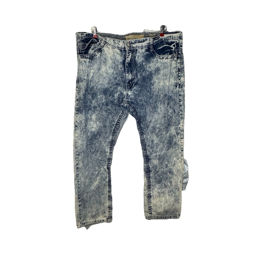 Smoke Rise Women's Jeans Straight Cut Hi-Rise‎  Acid Wash Denim Cotton Sz.42X32